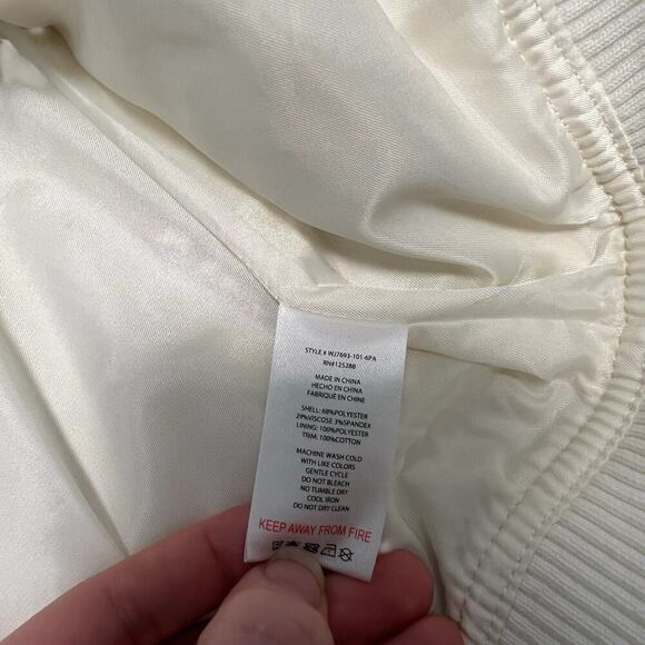NWT JASON WU Women's Cream Button Up Bomber Jacker Size L - Picture 7 of 9